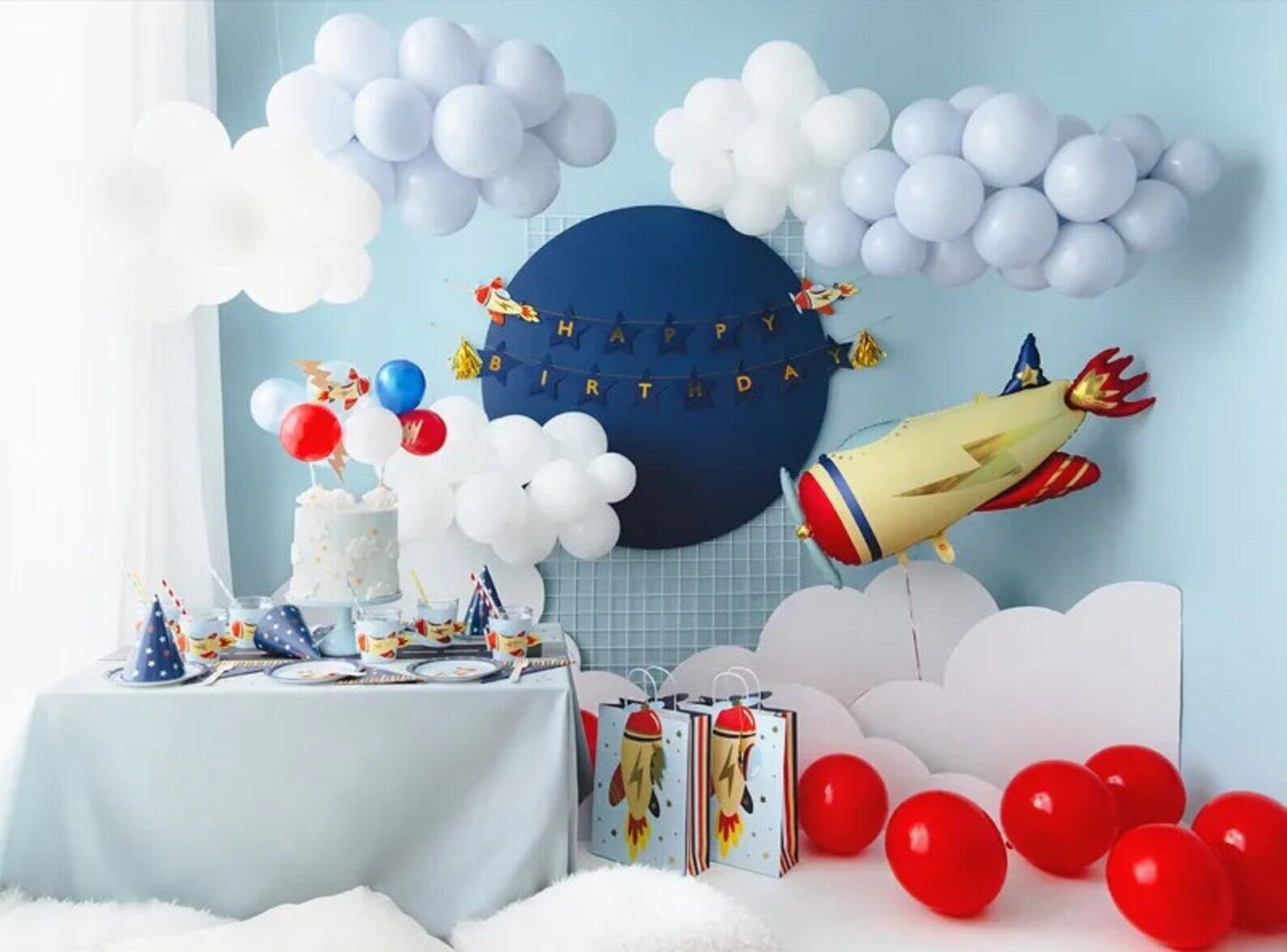 Airplane Themed Balloon Cake Topper