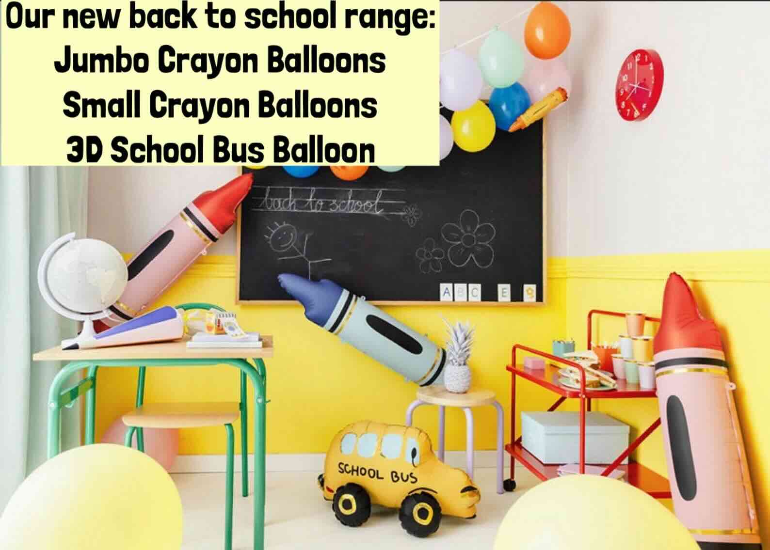 crayongs 6 Standing School Bus Foil Balloon