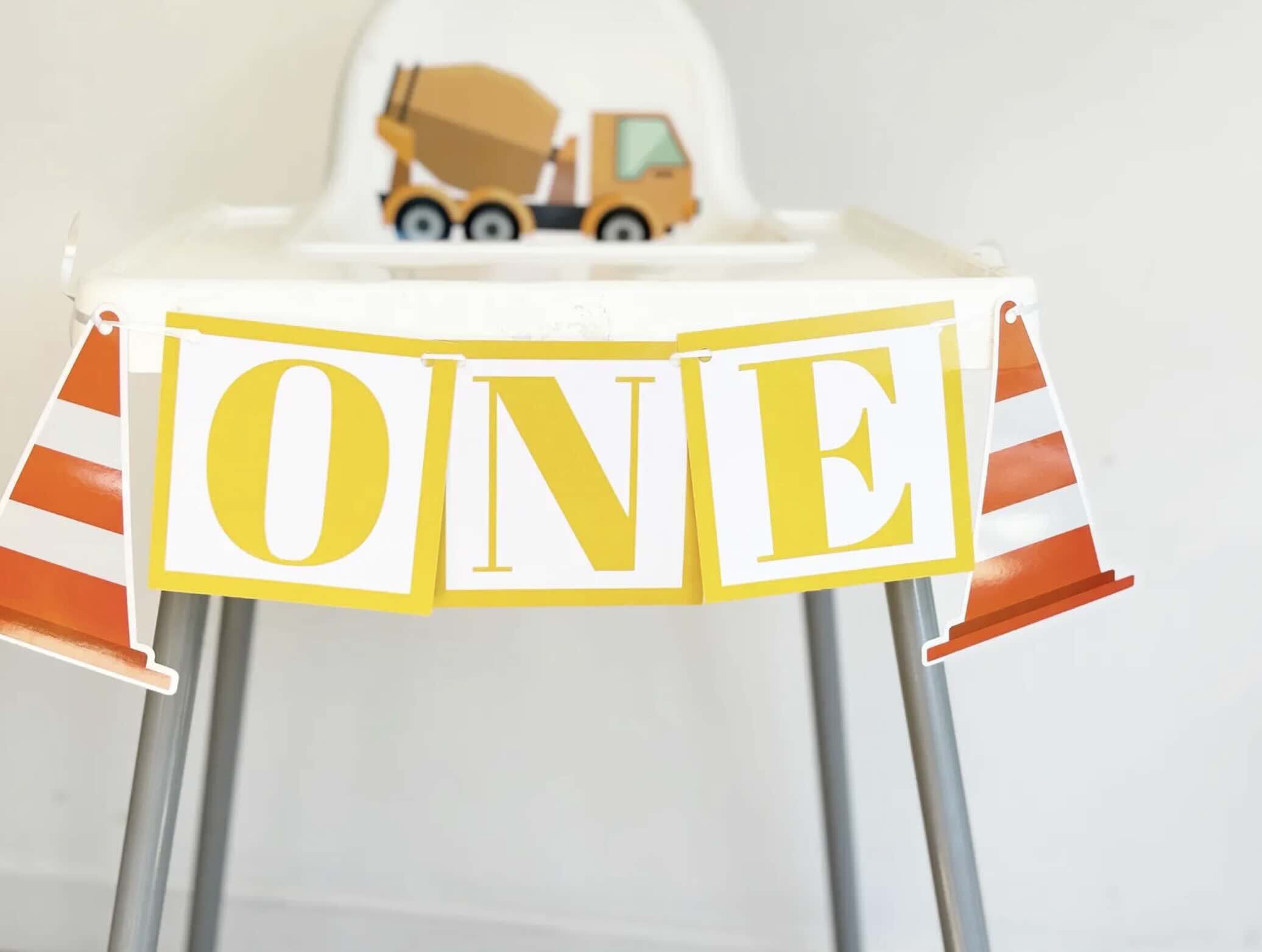 Construction High Chair Banner
