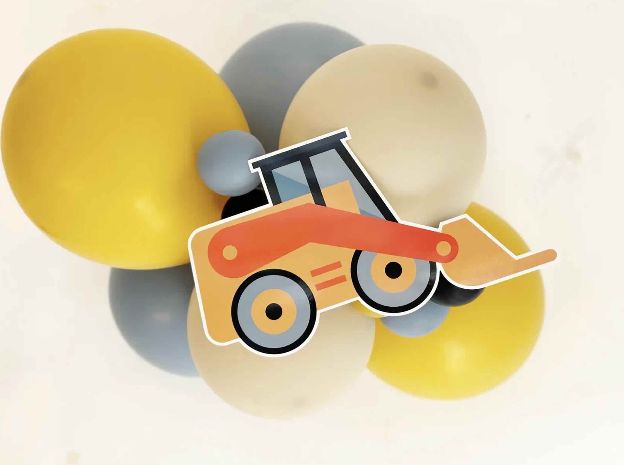 Large Personalised Construction Themed Balloon Bunting