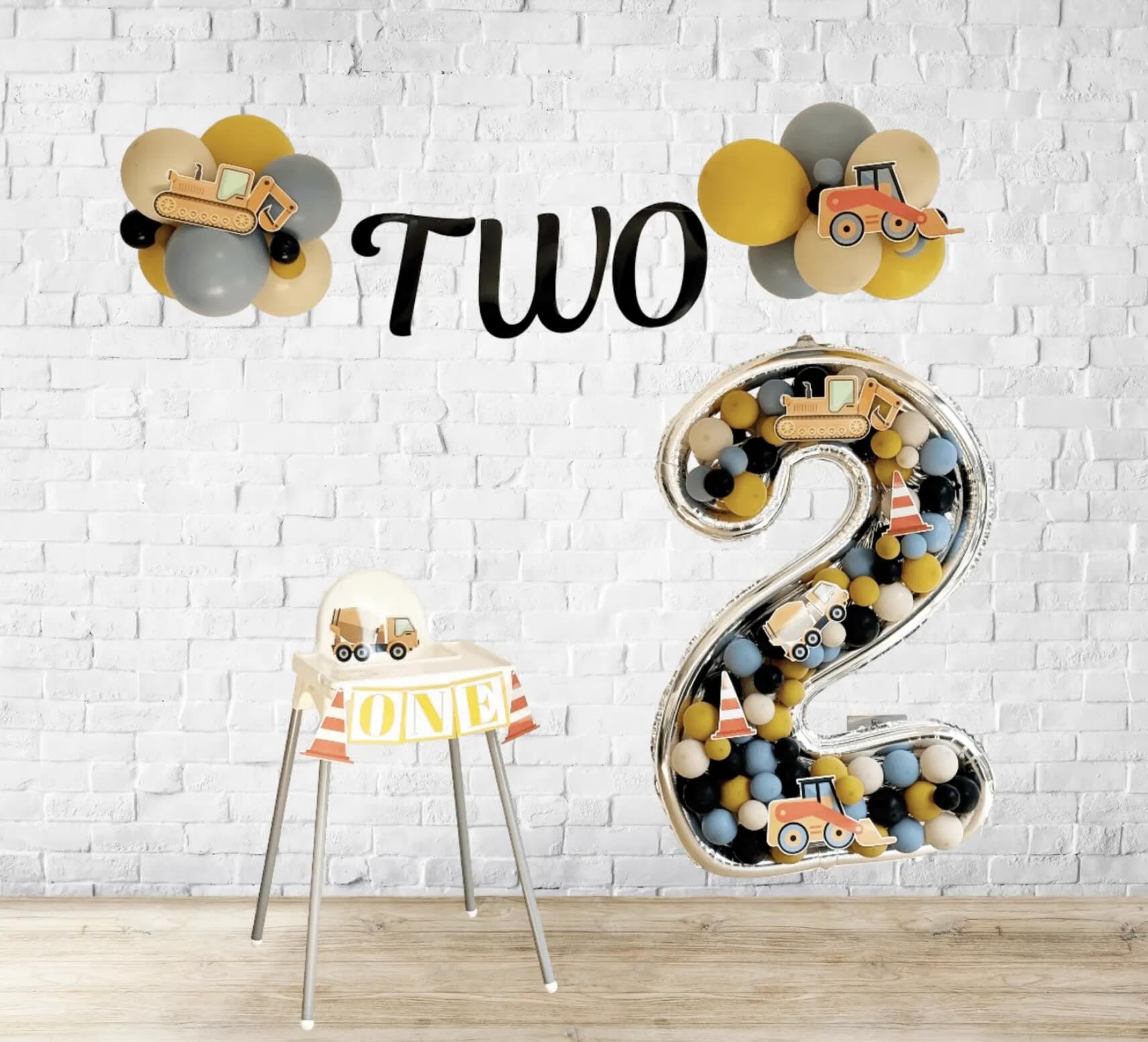 Large Personalised Construction Themed Balloon Bunting