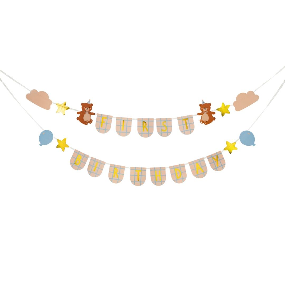 First Birthday Banner with Teddy Bear