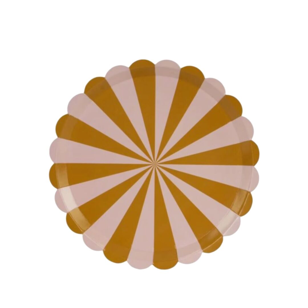 Beige and Brown Striped Paper Plates
