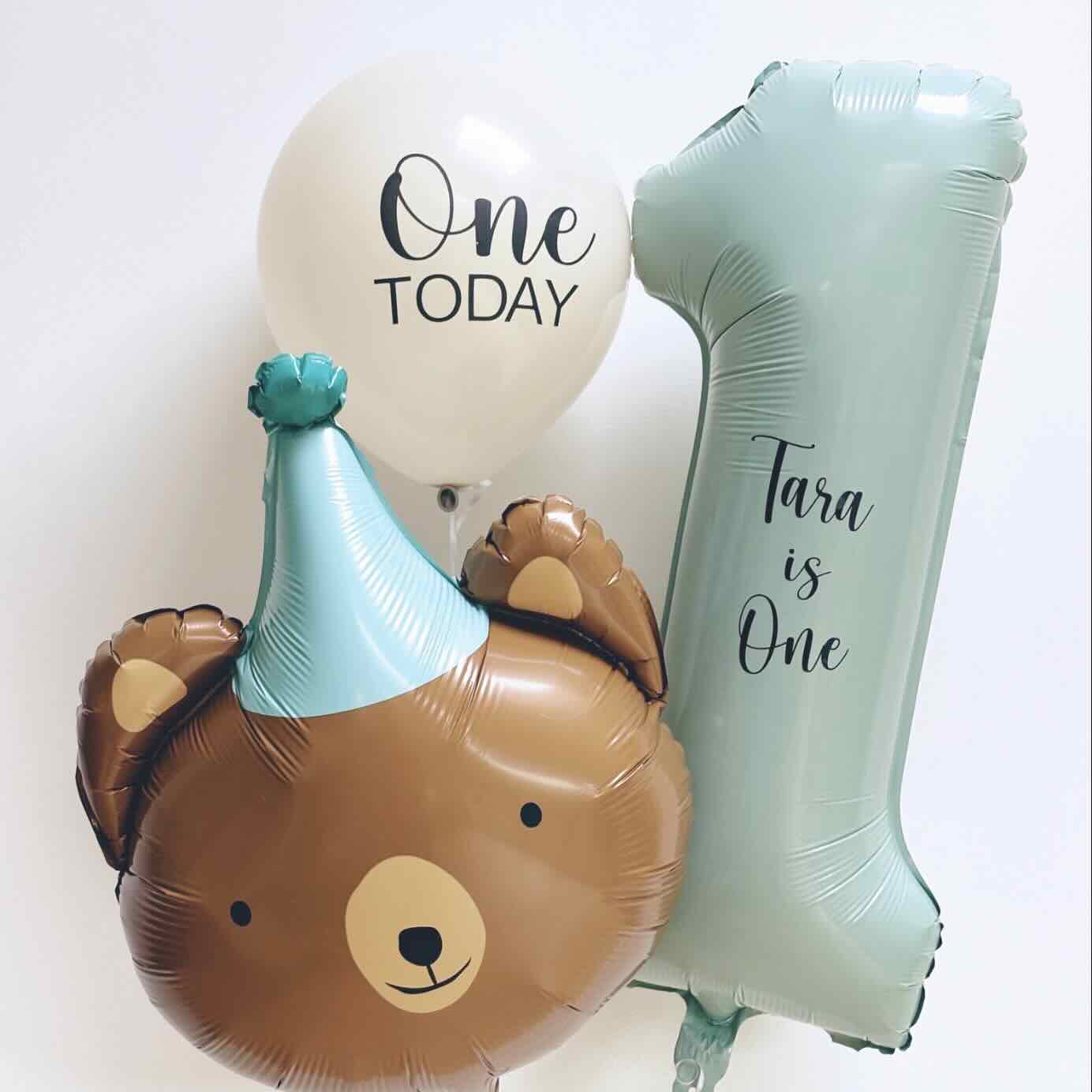 Personalised Bear 1st Birthday Balloon Set