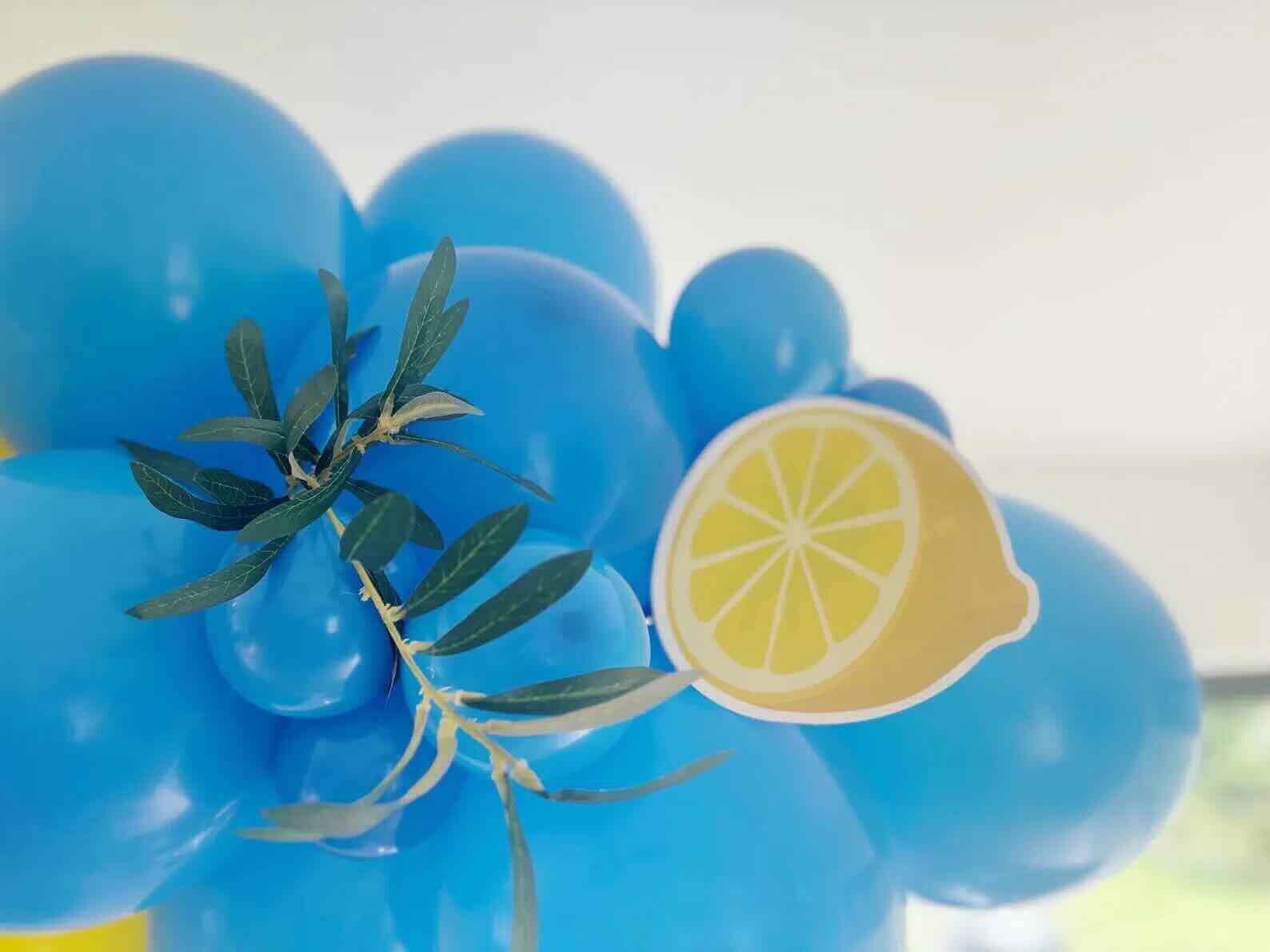 Mediterranean Themed Balloon Arch with Lemon Cutouts
