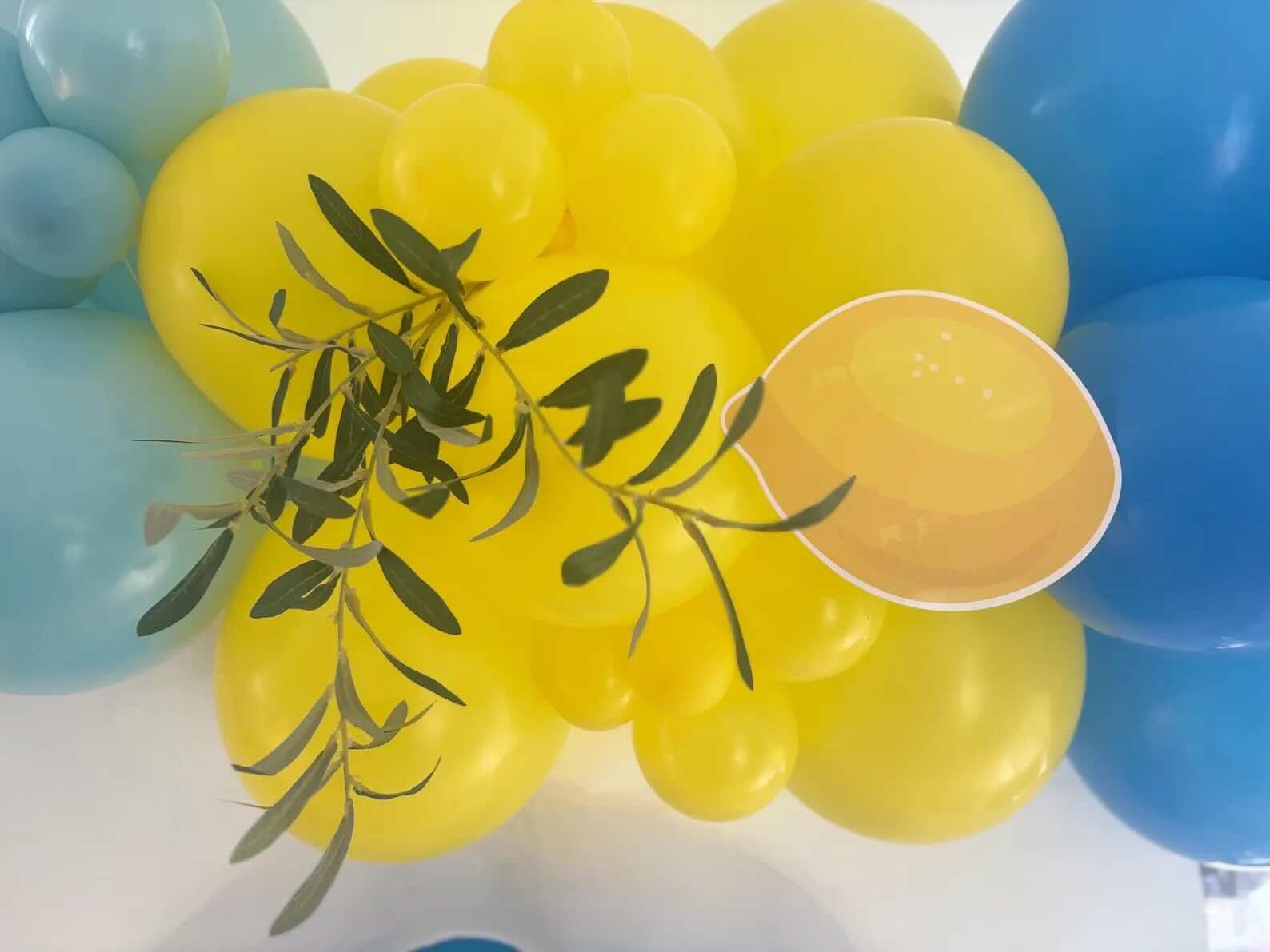 Mediterranean Themed Balloon Arch with Lemon Cutouts