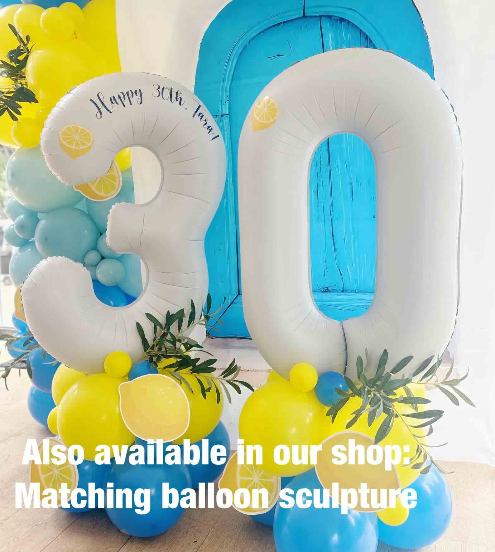 Mediterranean Themed Balloon Arch with Lemon Cutouts