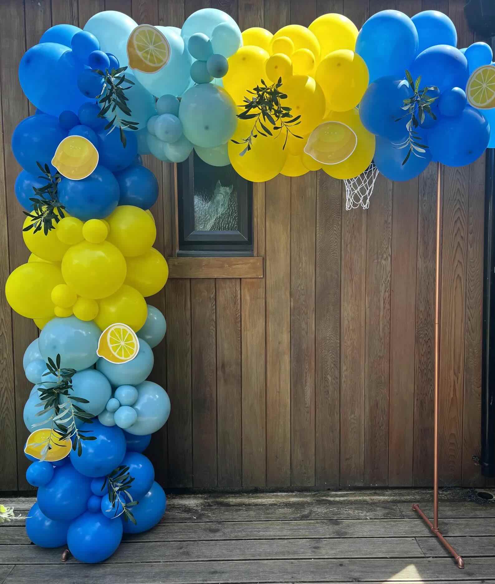 Mediterranean Themed Balloon Arch with Lemon Cutouts