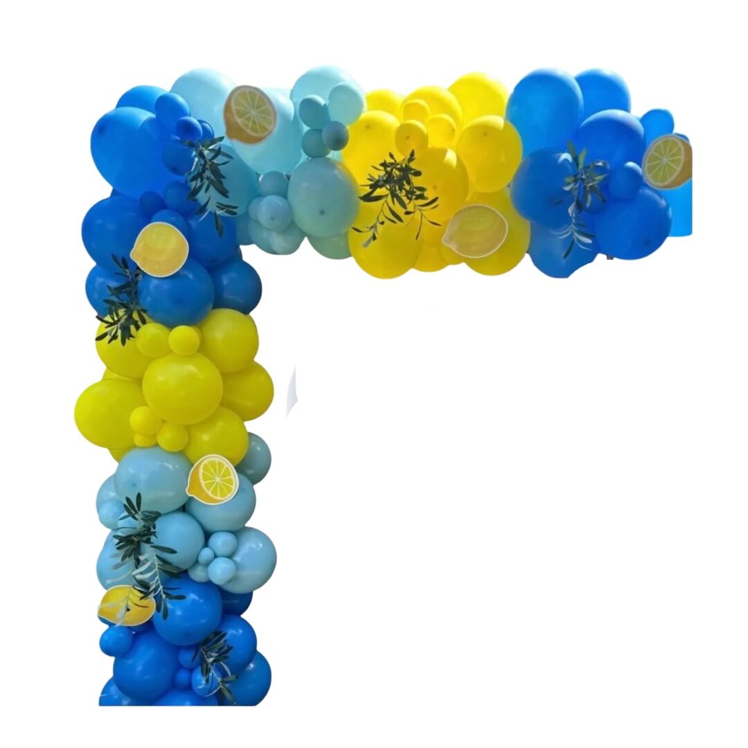 Mediterranean Themed Balloon Arch with Lemon Cutouts