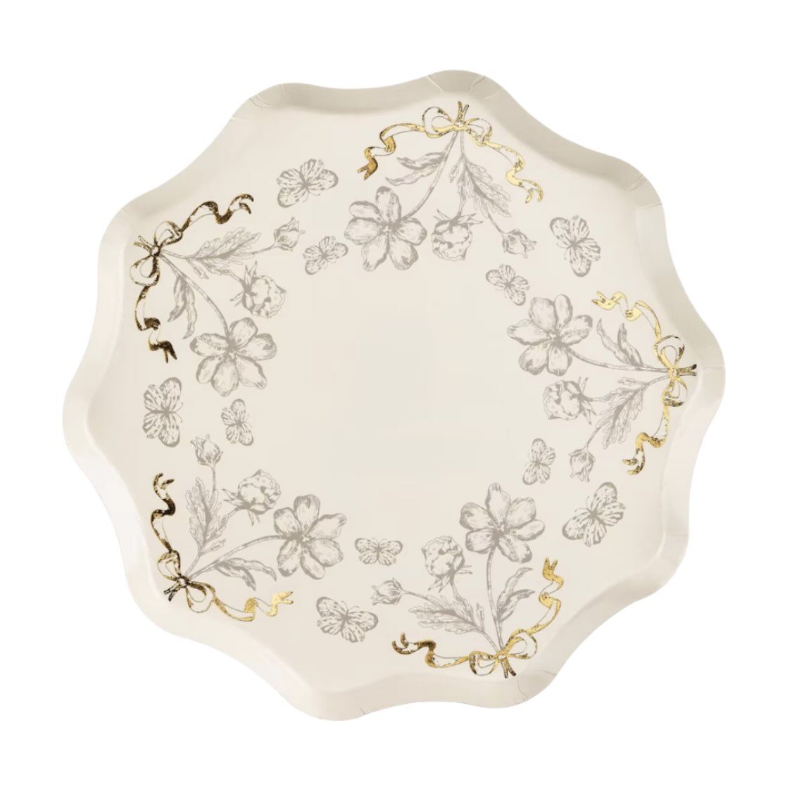 Floral Cream Paper Plates