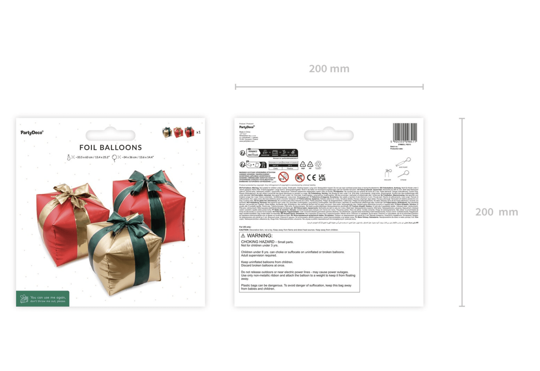 Set of 3 Christmas Gifts Foil Balloons