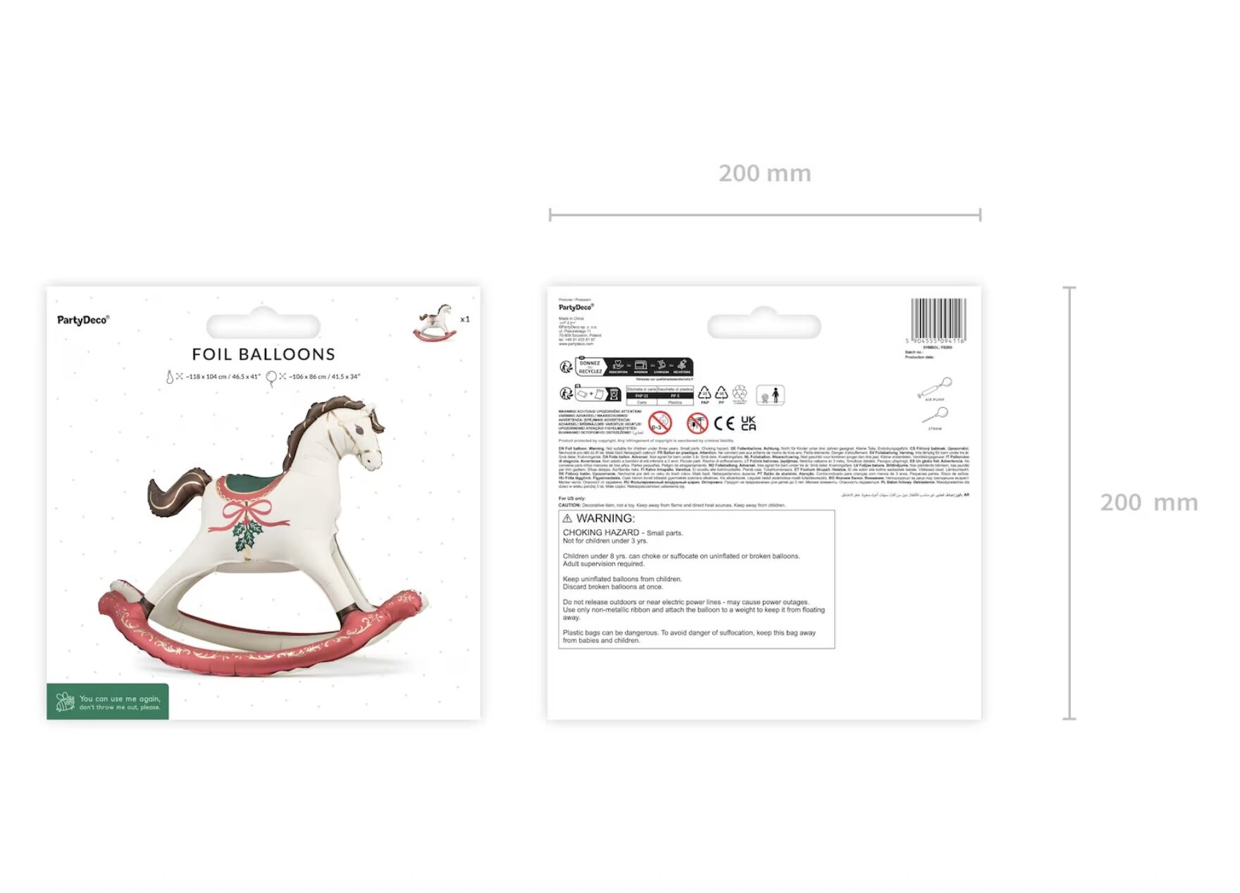 Christmas Rocking Horse Foil Balloon