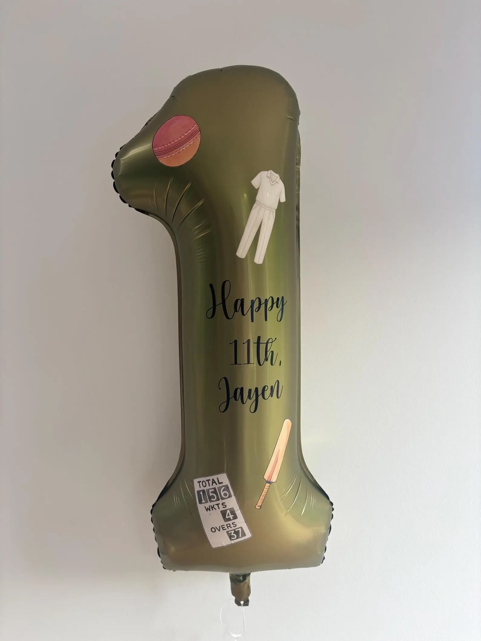 Personalised Cricket Themed Number Balloon Set