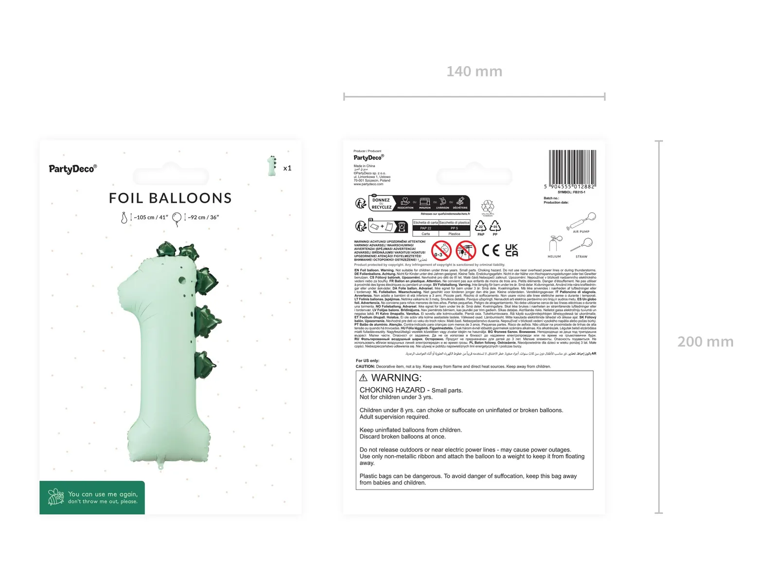 Dinosaur Number Balloon