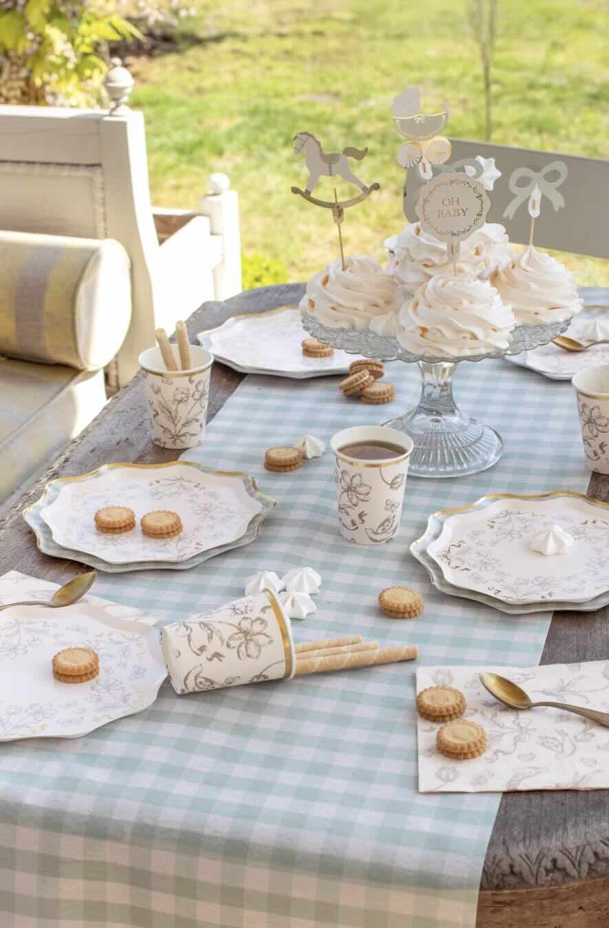 Sage Green and Beige Chequered Table Runner