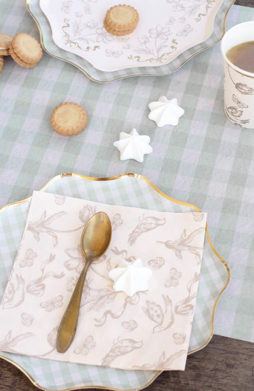 Sage Green and Beige Chequered Table Runner