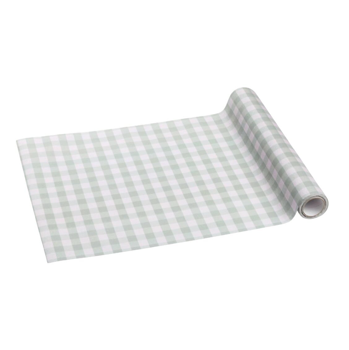 Sage Green and Beige Chequered Table Runner