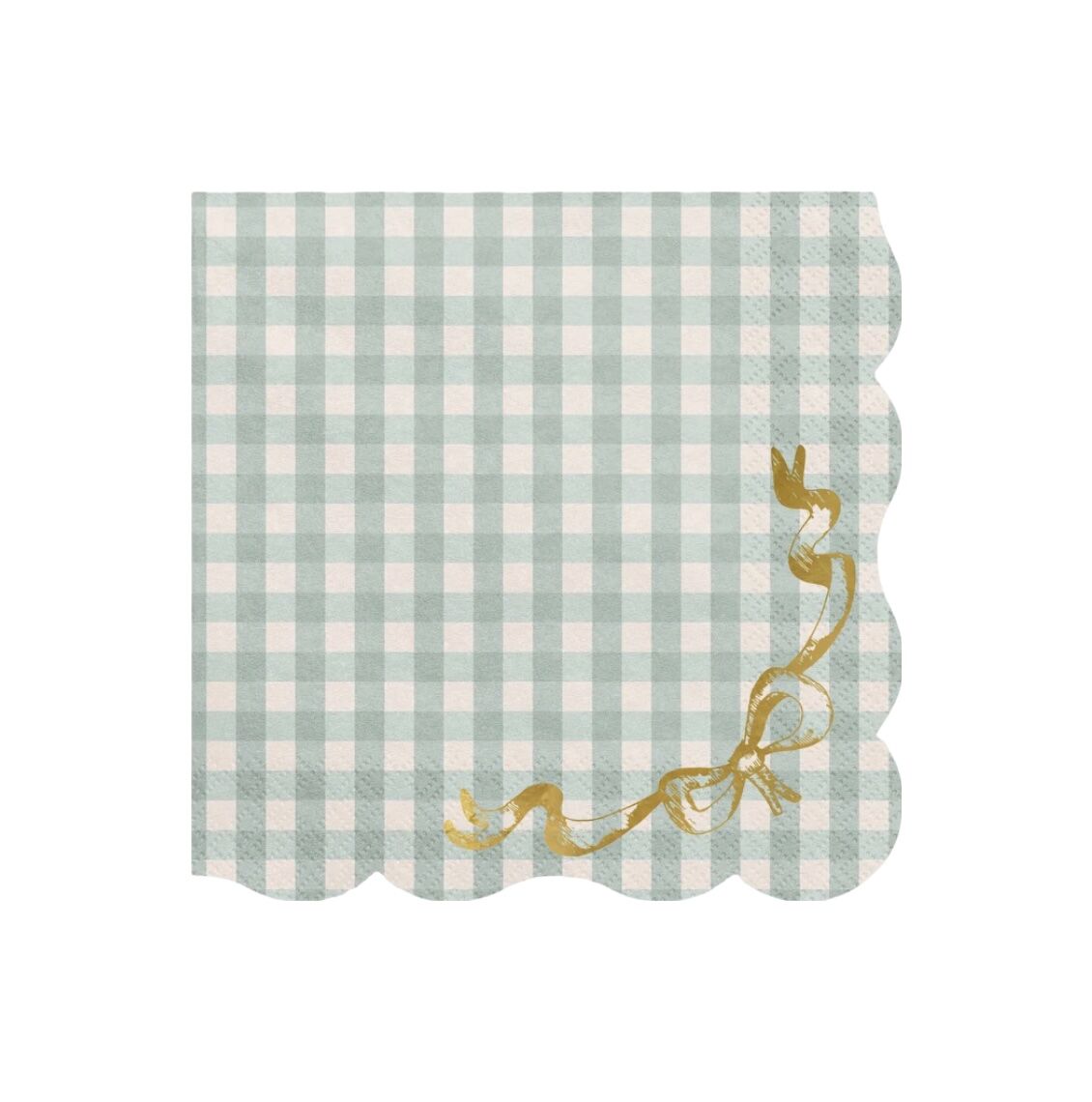 Green Checkered Napkins with Gold Bow