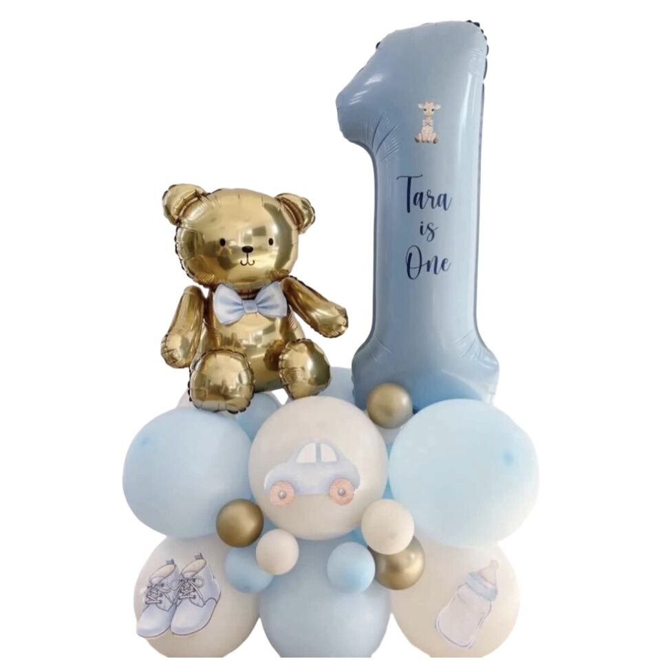 DIY Teddy Bear 1st Birthday Balloon Sculpture
