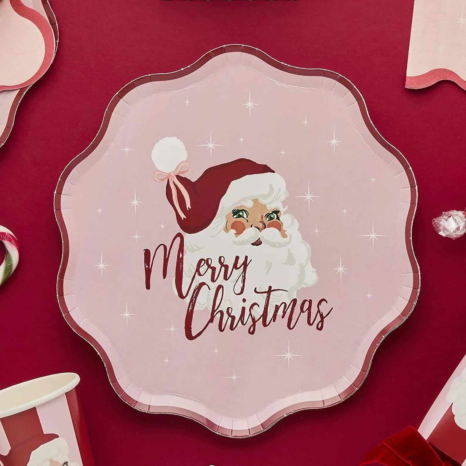 Pink Santa Plates