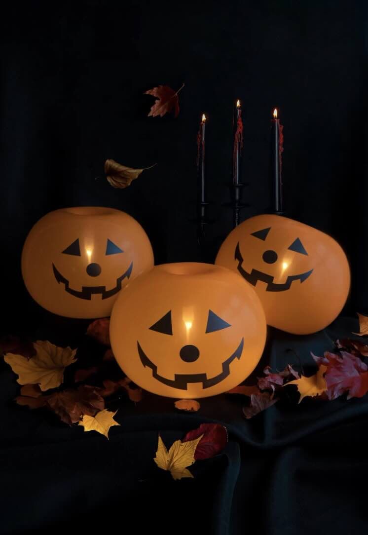 5 LED Light Up Pumpkin Balloons