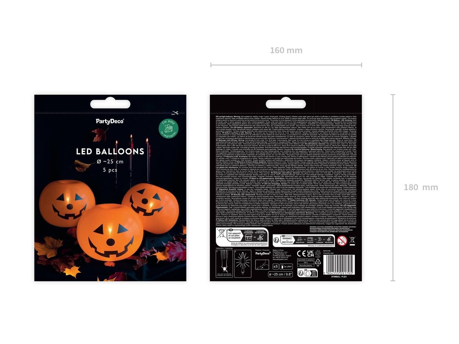 5 LED Light Up Pumpkin Balloons