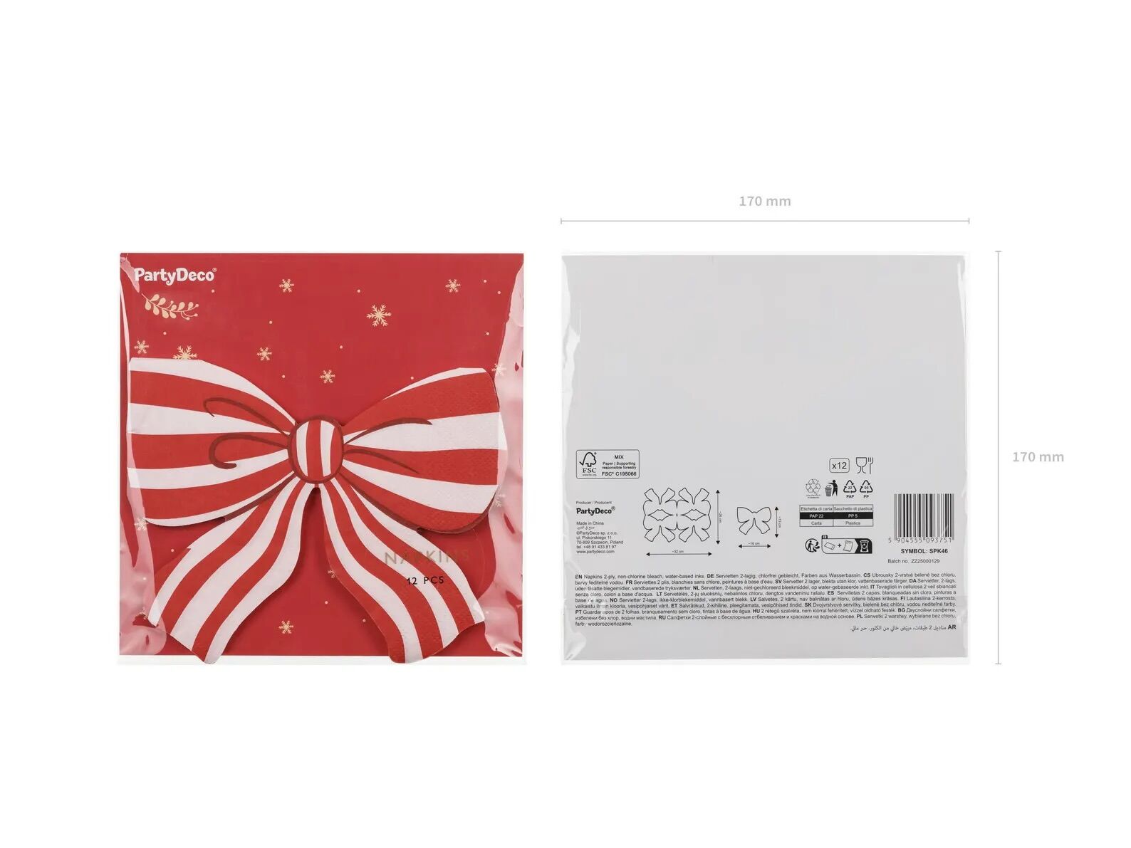Red and White Striped Bow Paper Napkins