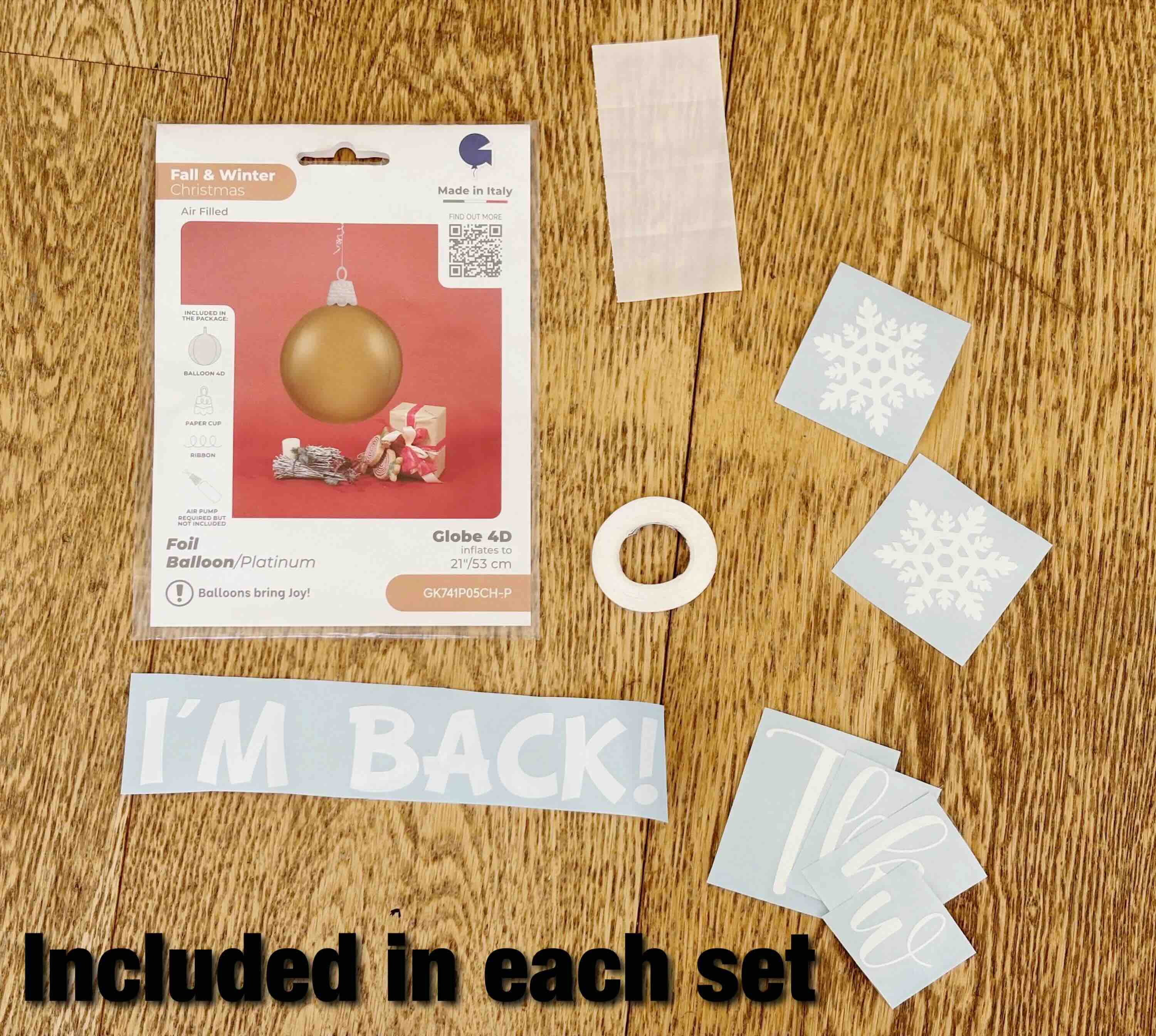 Elf Arrival Balloon Bauble Set